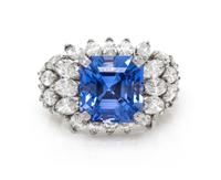 A Platinum, Sapphire and Diamond Ring, 7.30 dwts.