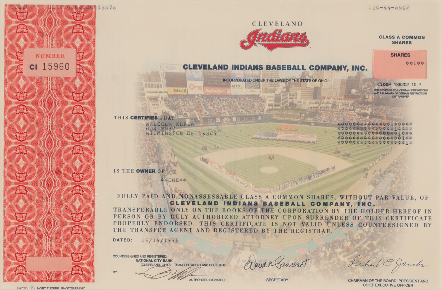 A Group of Assorted Vintage Professional Baseball Stock Certificates,