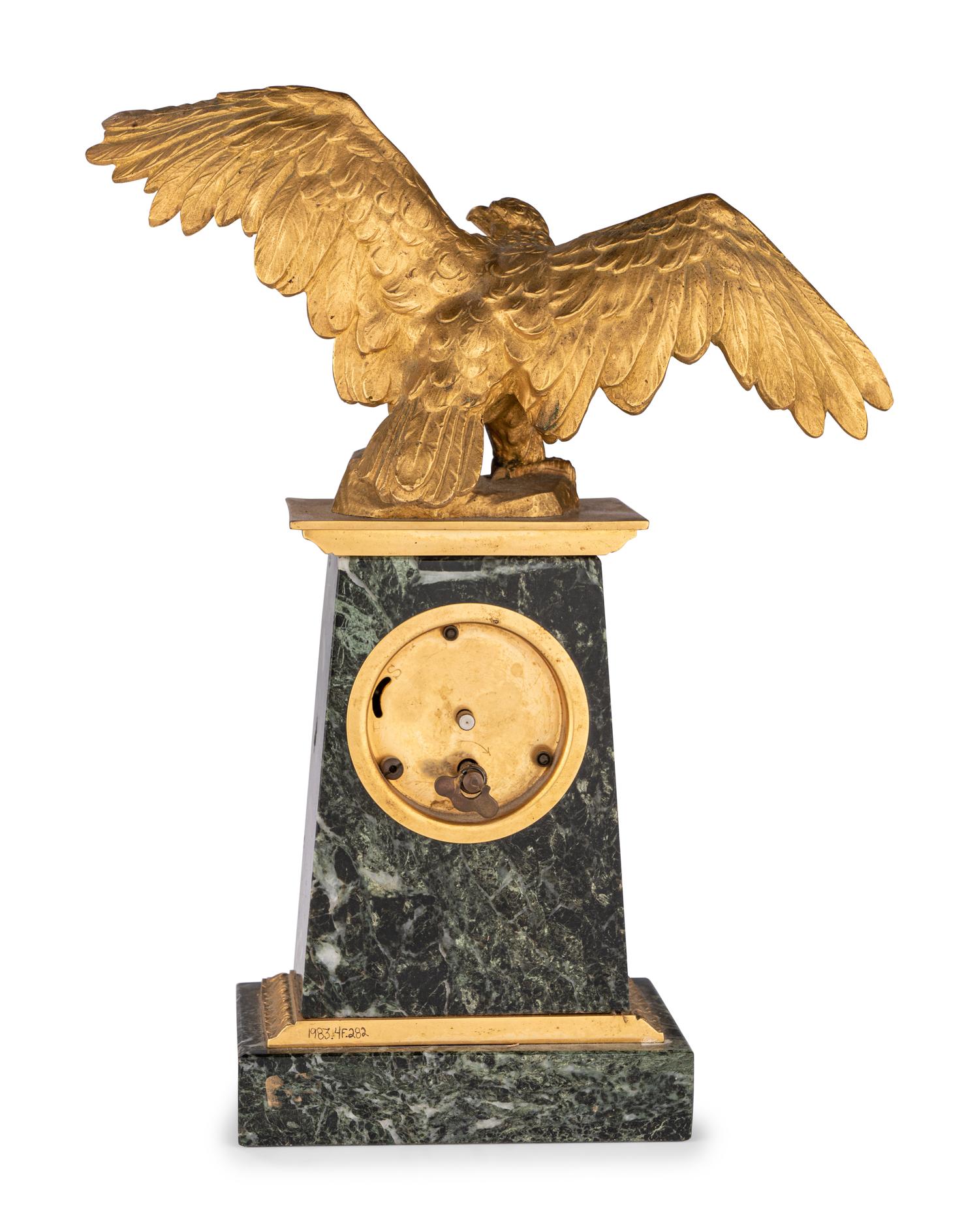 A Continental Marble and Gilt Bronze Eagle Clock