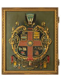 [CIVIL WAR]. Painted escutcheon identified to Brevet Brigadier General Brayton Ives, 5th Connecticut Infantry and 1st Connecticut Cavalry.