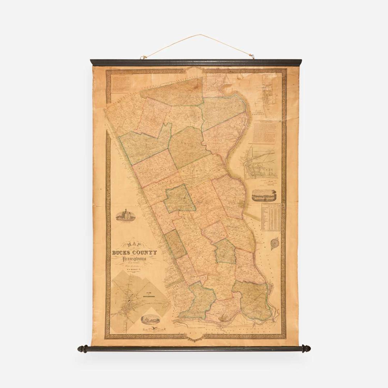 [Philadelphia & Pennsylvania] Morris, W.E. Map of Bucks County Pennsylvania...