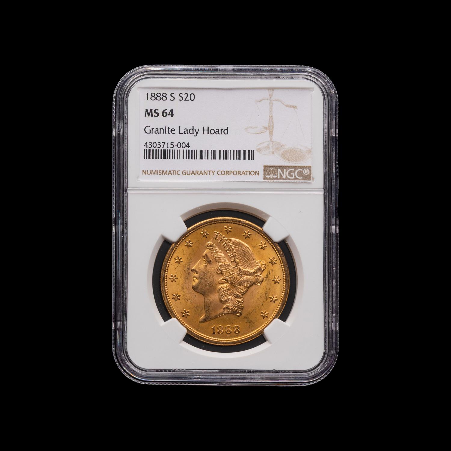 An 1888-S Liberty Head $20 Gold Coin [NGC MS64; ex. Granite Lady Hoard ]