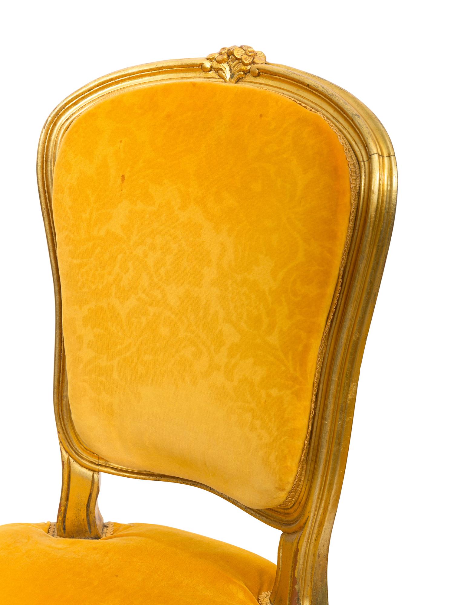 A Pair of Louis XV Style Giltwood Side Chairs