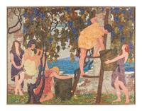 An Art Deco Style Painted Canvas Panel