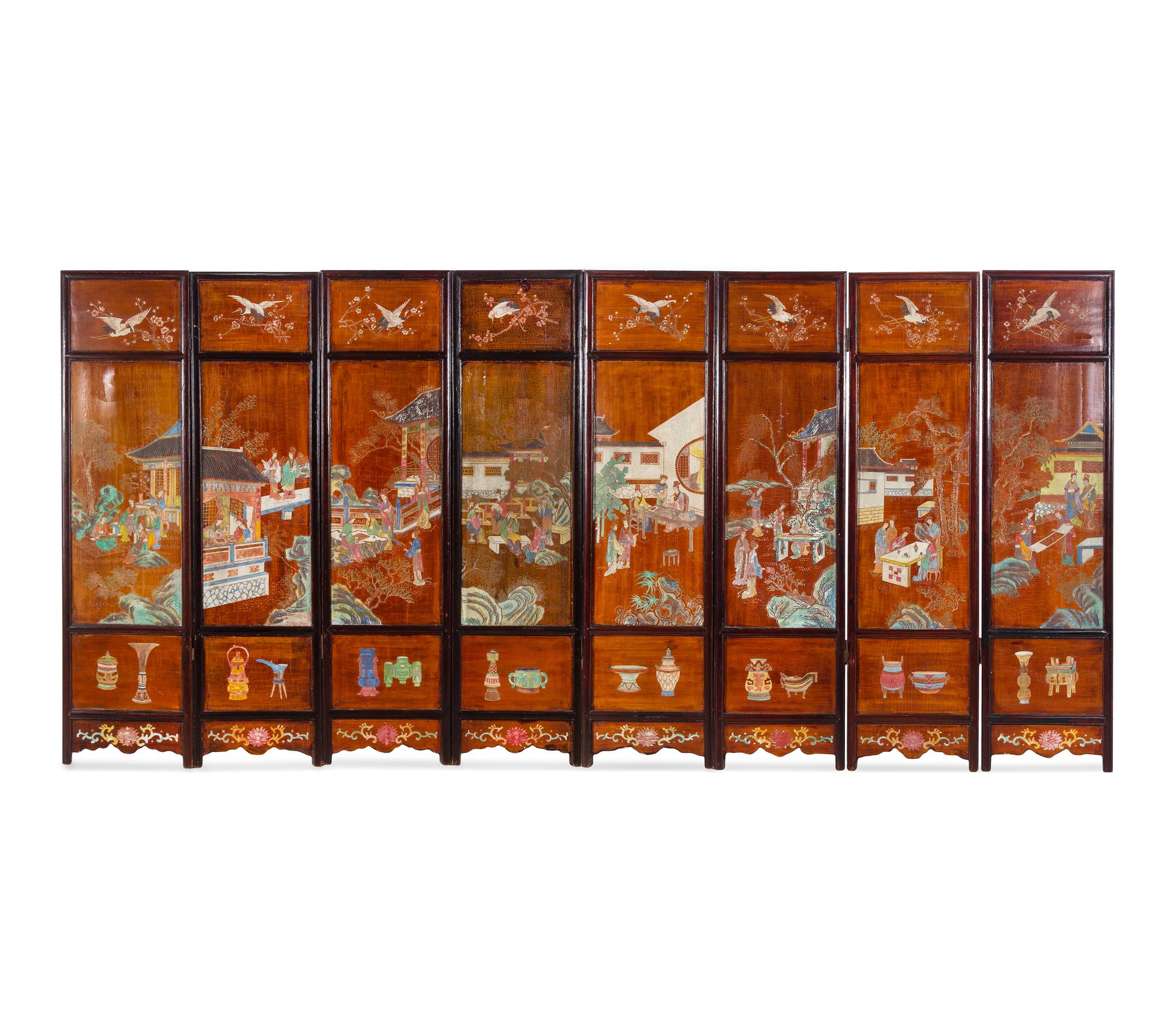A Chinese Coromandel Eight-Panel Floor Screen