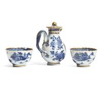 An Assorted Group of Chinese Export and English Porcelain Gilt-Decorated and Blue and White Tablewares