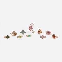 A Miscellaneous Collection of Yellow Gold and Gemstone Jewelry