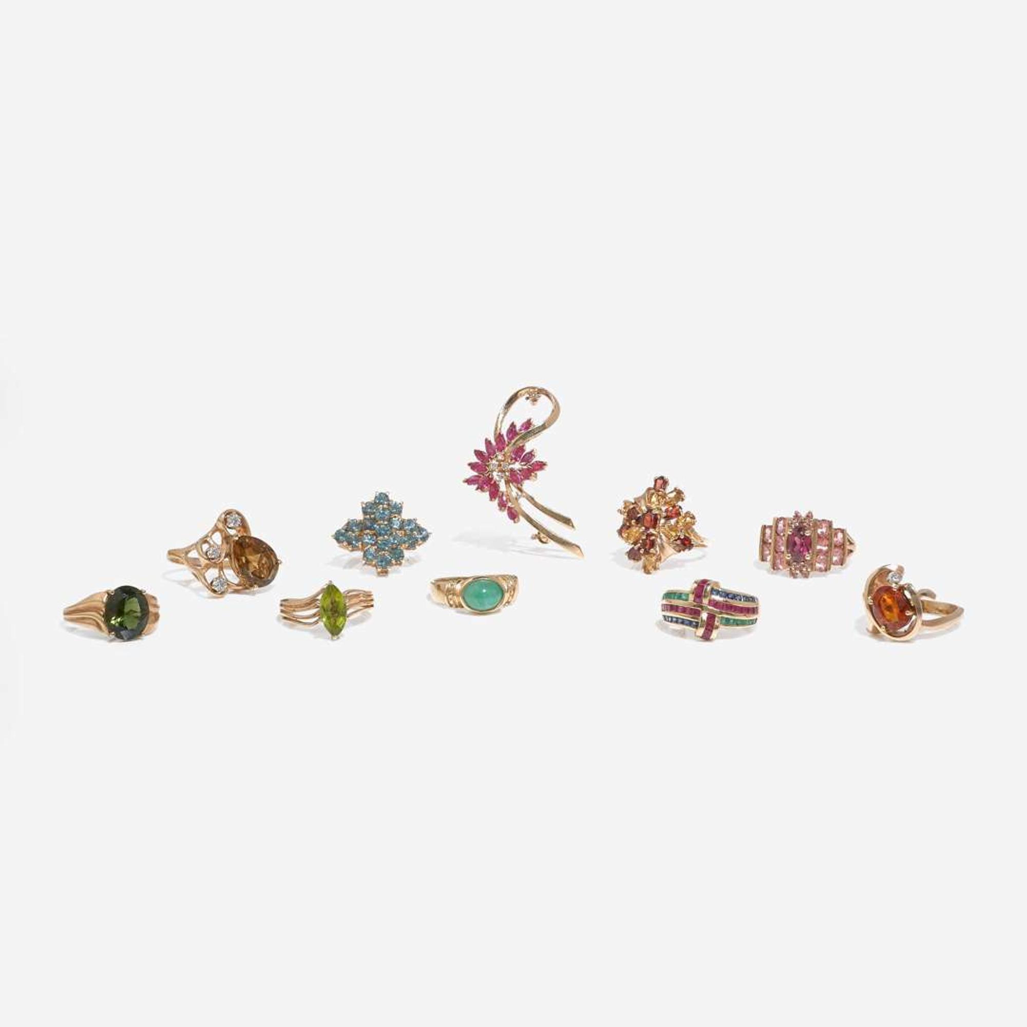 A Miscellaneous Collection of Yellow Gold and Gemstone Jewelry