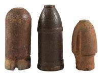 [CIVIL WAR]. A group of 3 artillery shells, incl. Confederate examples.