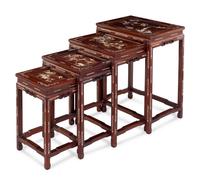 A Set of Four Chinese Hardwood Nesting Tables