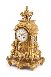 A Napoleon III Gilt Bronze Clock Height 18 1/8 x width 10 5/8 inches. — 19TH CENTURY, MOVEMENT BY CHARPENTIER & CIE