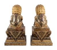 A Pair of Large Chinese Giltwood and Composition Buddhistic Lions