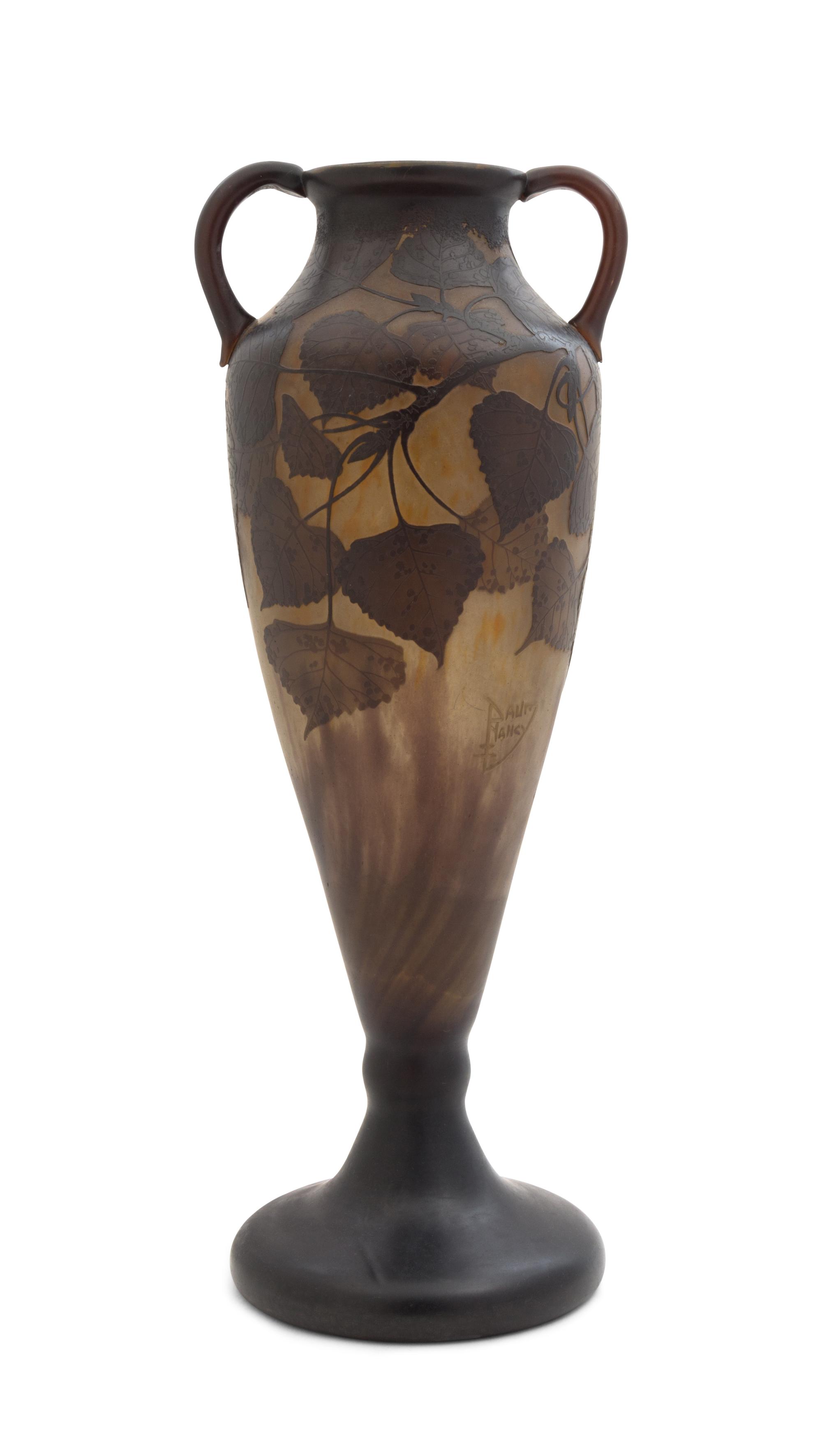 A Daum Cameo Glass Vase Height 17 inches.