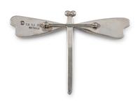 Sterling Silver and Fire Opal Dragonfly Pin / Brooch