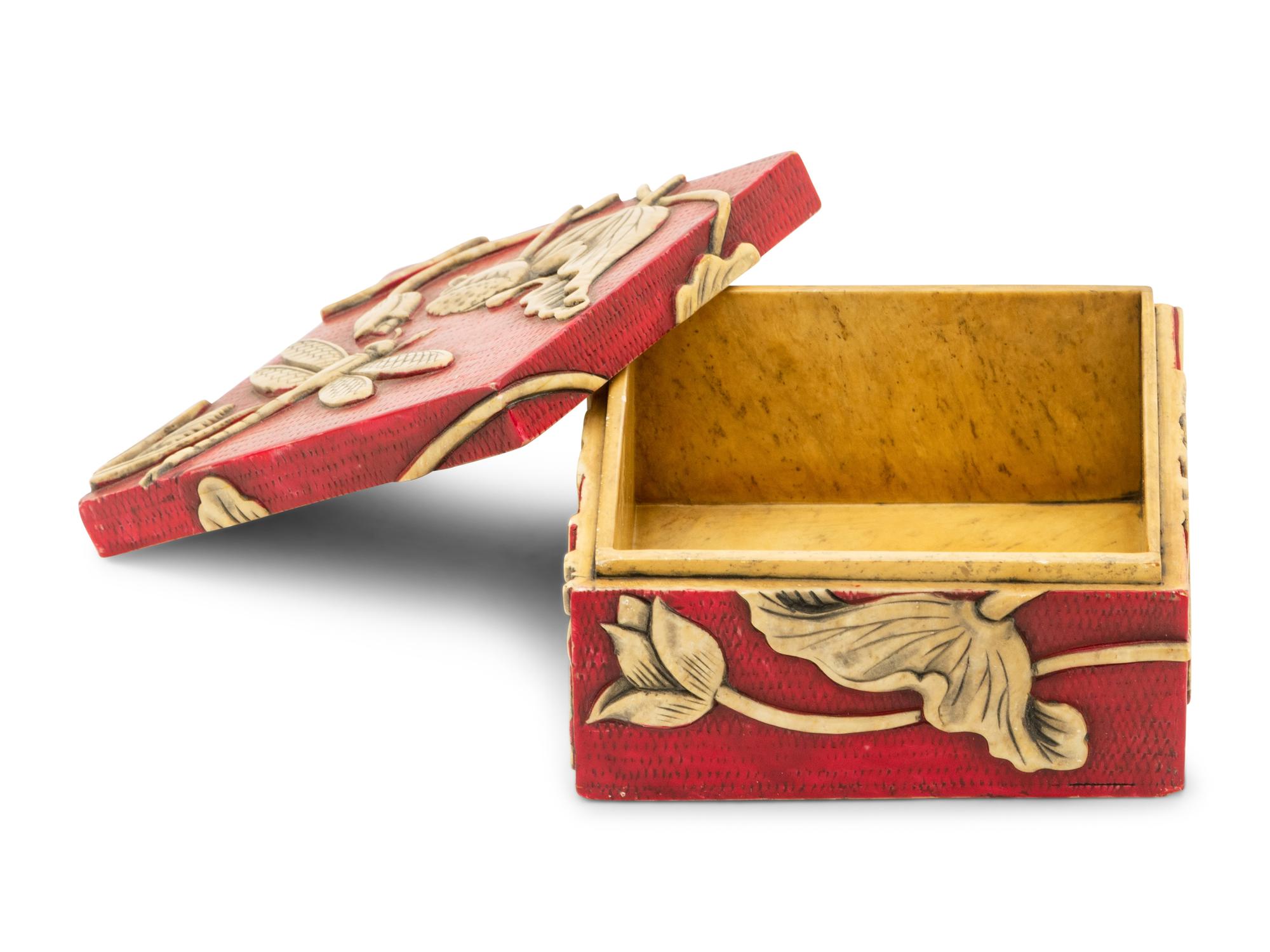 A Chinese Colored Soapstone Covered Box