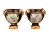 A Pair of Sèvres Style Gilt Bronze Mounted Porcelain Vases
