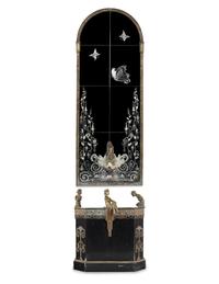 A French Art Deco Bronze-Mounted Marble Fountain and Pier Mirror