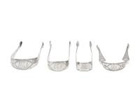 A Group of Four Federal Bright-Cut Silver Sugar Tongs
