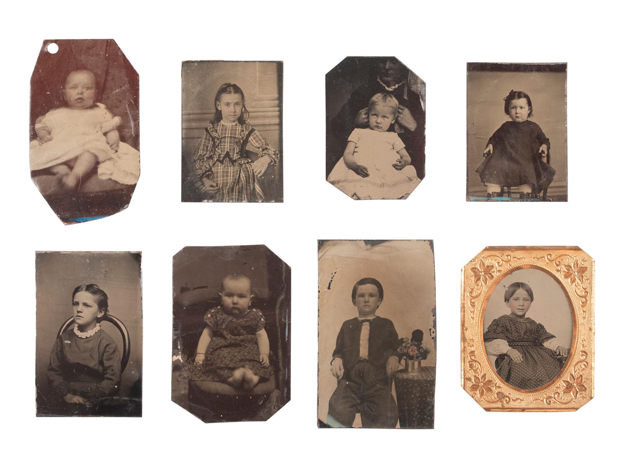 [EARLY PHOTOGRAPHY]. 50+ tintypes of children and families, incl. African American child.