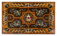 A Louis XIII Style Marquetry and Walnut Table Height 29 1/2 x width 51 1/2 x depth 31 1/2 inches. — 19TH CENTURY