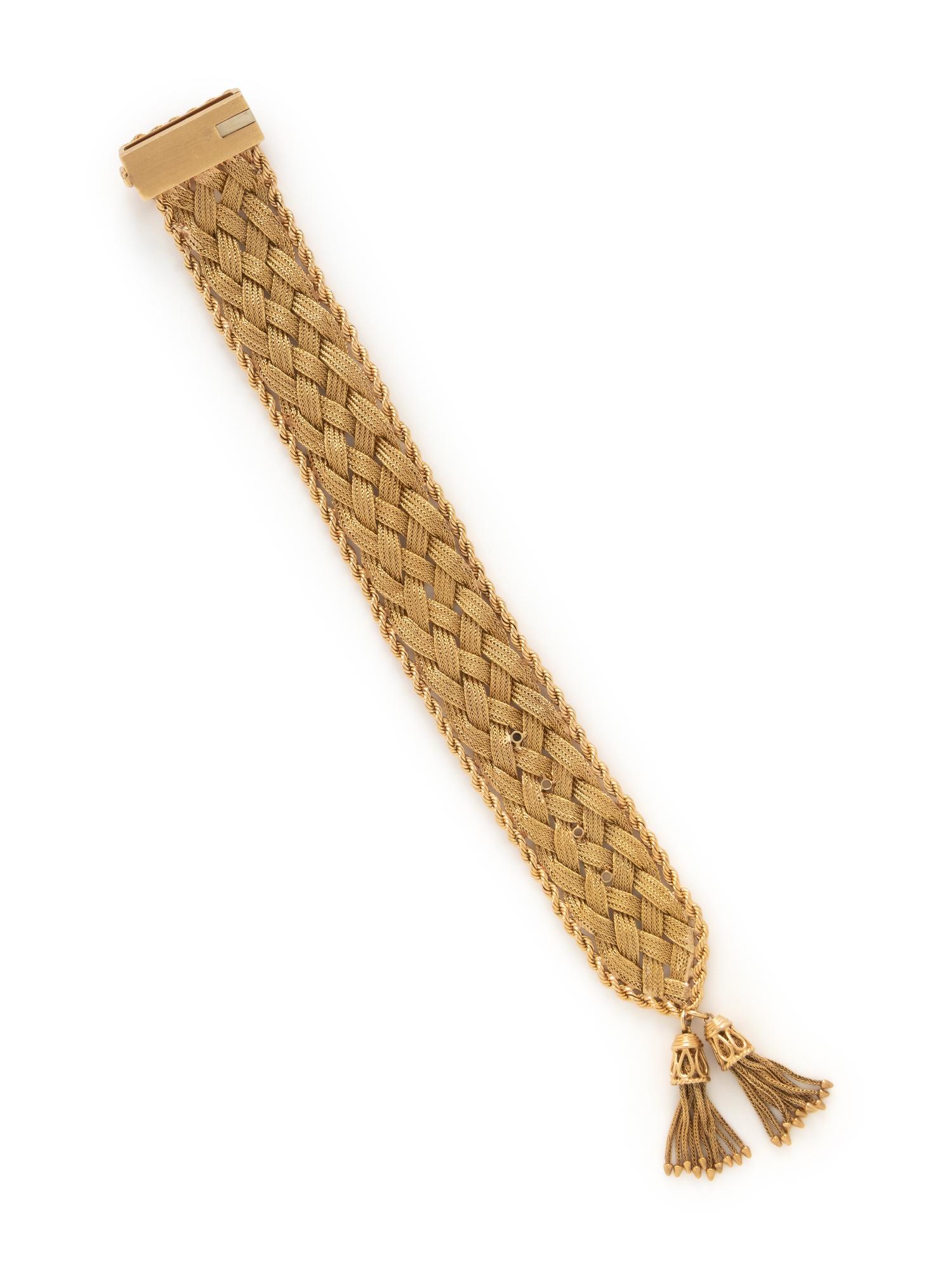 YELLOW GOLD AND DIAMOND TASSEL BRACELET