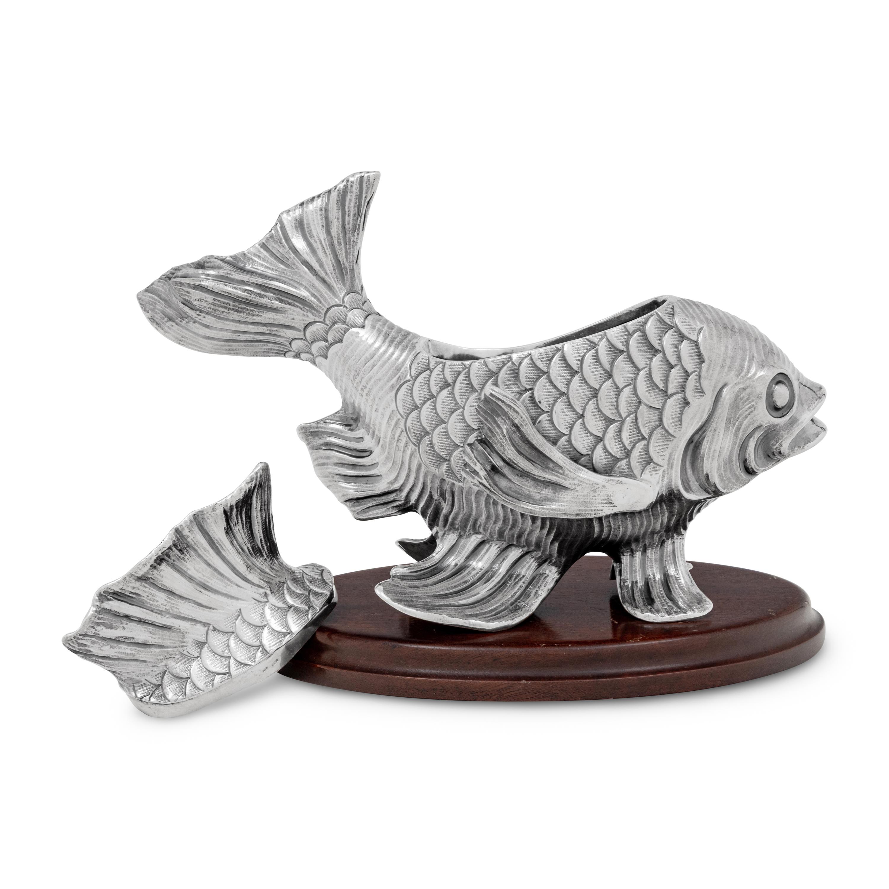 A Buccellati Silver Fish-Form Table Box