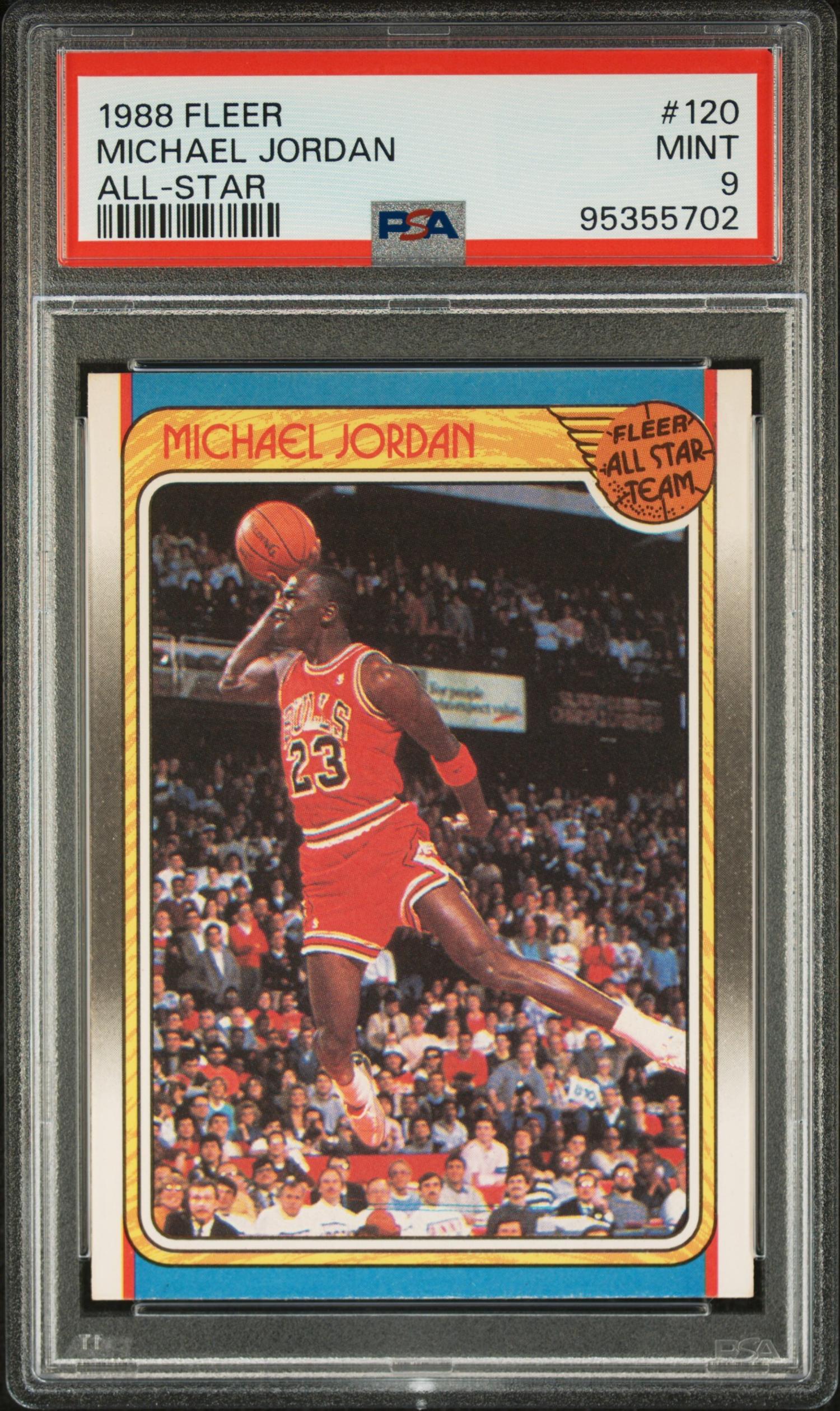 A 1988 Fleer Michael Jordan Basketball Card No. 120 (PSA 9 MINT)