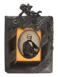 [EARLY PHOTOGRAPHY]. Whole plate ambrotype of aged woman & half plate ambrotype of aged gentleman.
