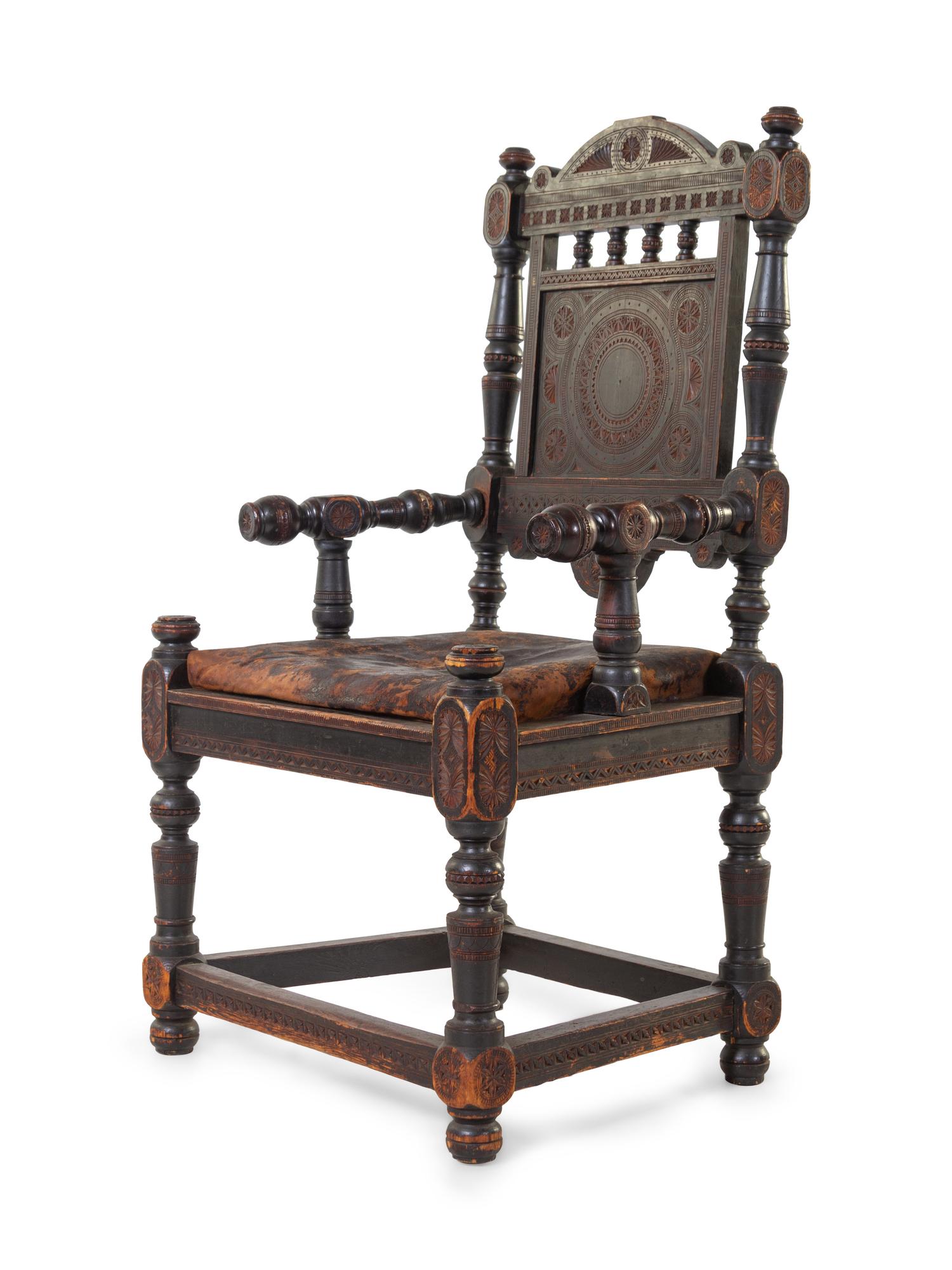 An Oak Armchair in the Nordic Folk Art Tradition