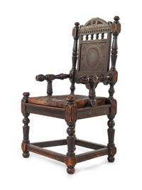 An Oak Armchair in the Nordic Folk Art Tradition