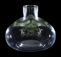 A Lalique Clear and Green Frosted Glass Vase