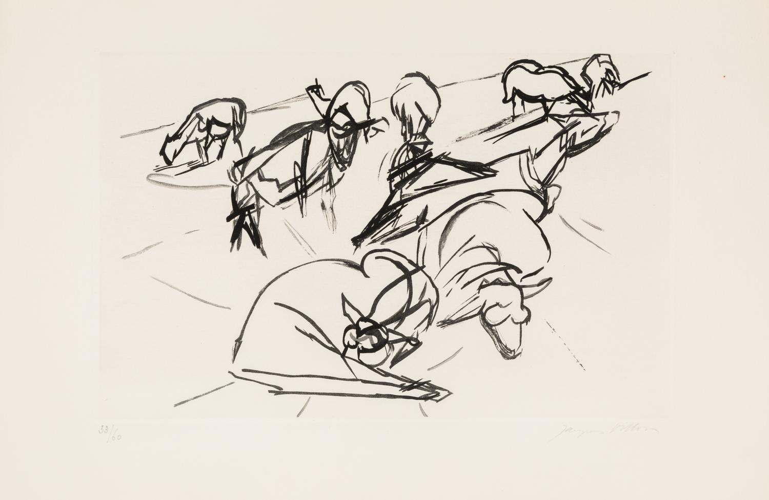 Jacques Villon, (French, 1875-1963), A group of five works: Hésiode, Les Travaux et les Jours: C'est à l'âge propice qu'il faut conduir