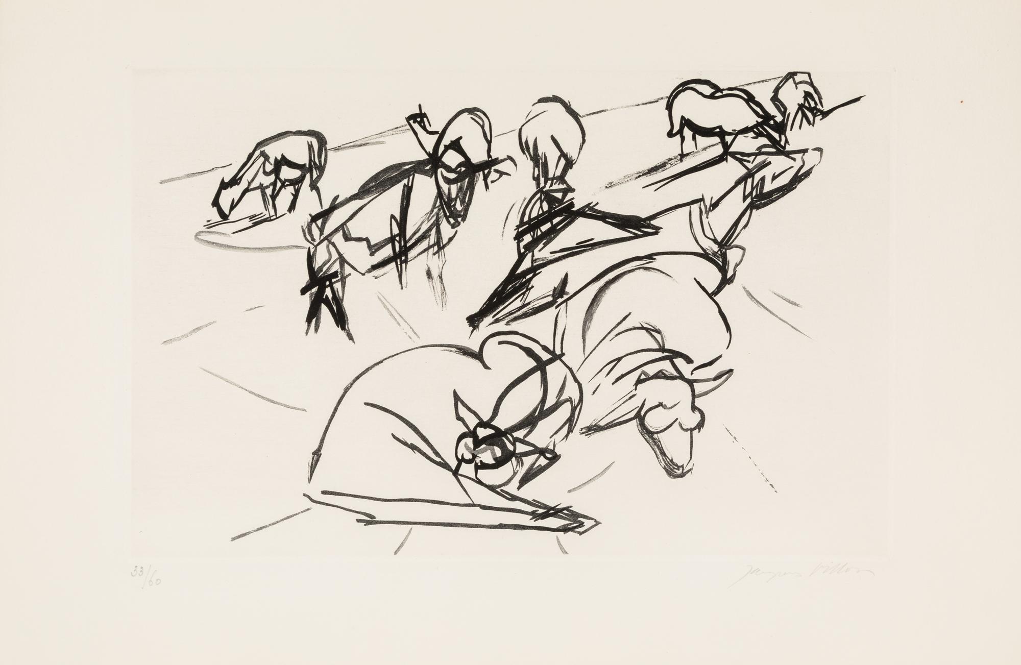 Jacques Villon, (French, 1875-1963), A group of five works: Hésiode, Les Travaux et les Jours: C'est à l'âge propice qu'il faut conduir