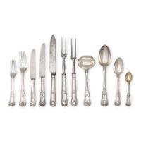 An Assembled English Silver King's Pattern Flatware Service