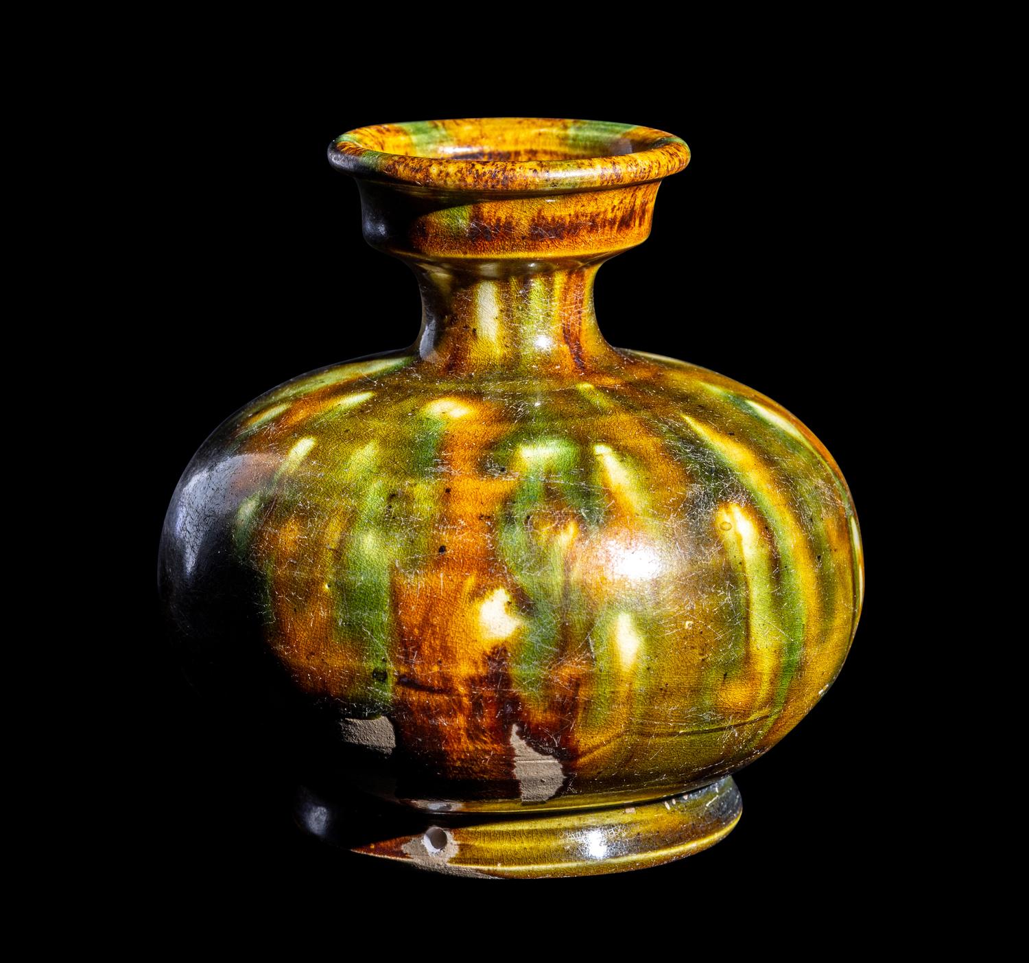 A Small Chinese Sancai Glazed Pottery Jar