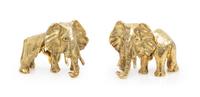 A Pair of Yellow Gold Elephant Motif Cufflinks, 17.60 dwts.