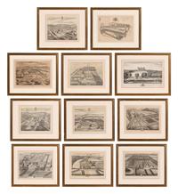 A Set of Ten Topographical Engravings in Giltwood Frames