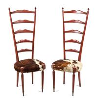 A Pair of Meroni & Fossato Chairs Height 51 x width 18 x depth 17 1/2 inches. — CIRCA 1955
