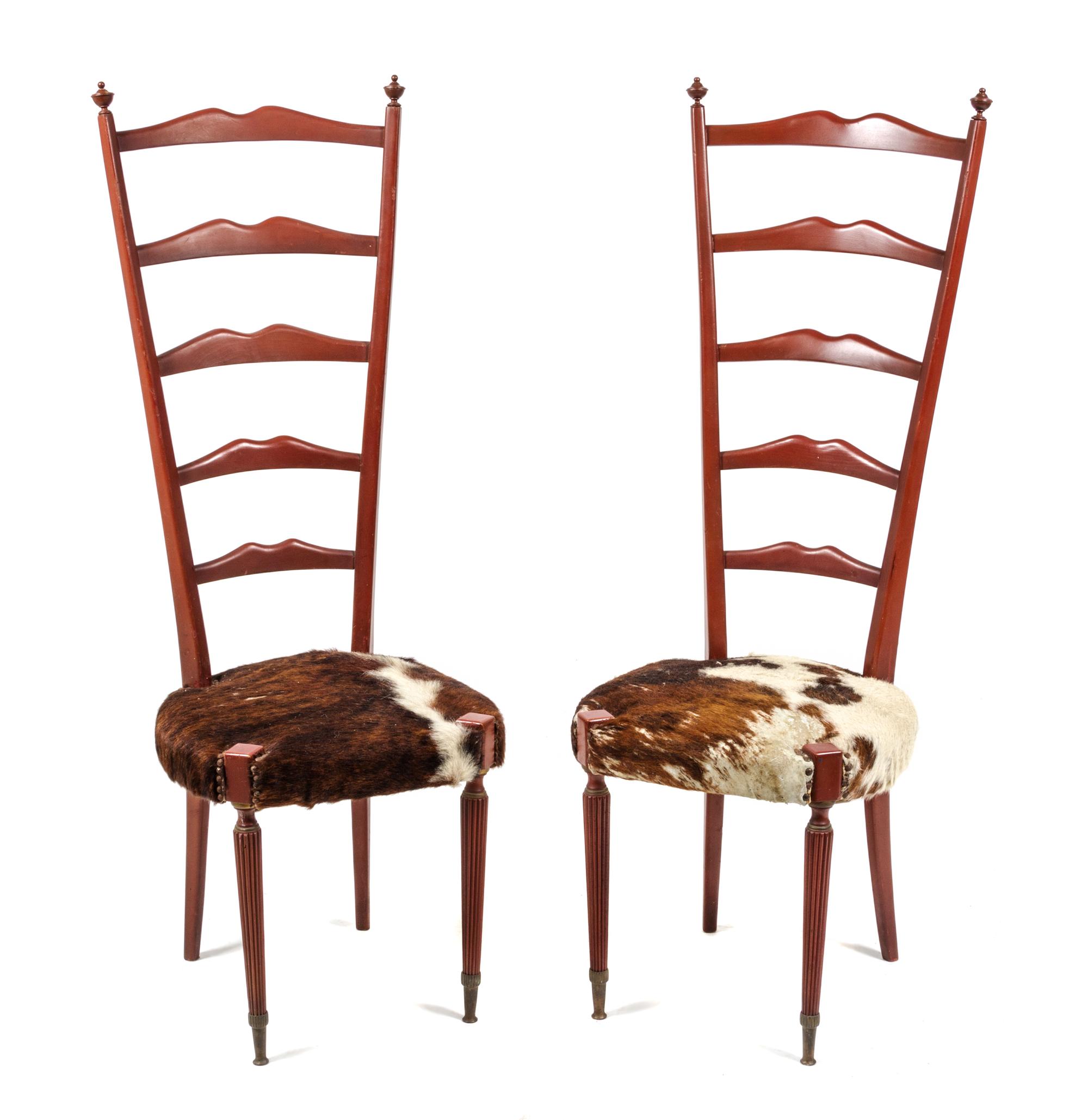 A Pair of Meroni & Fossato Chairs Height 51 x width 18 x depth 17 1/2 inches. — CIRCA 1955