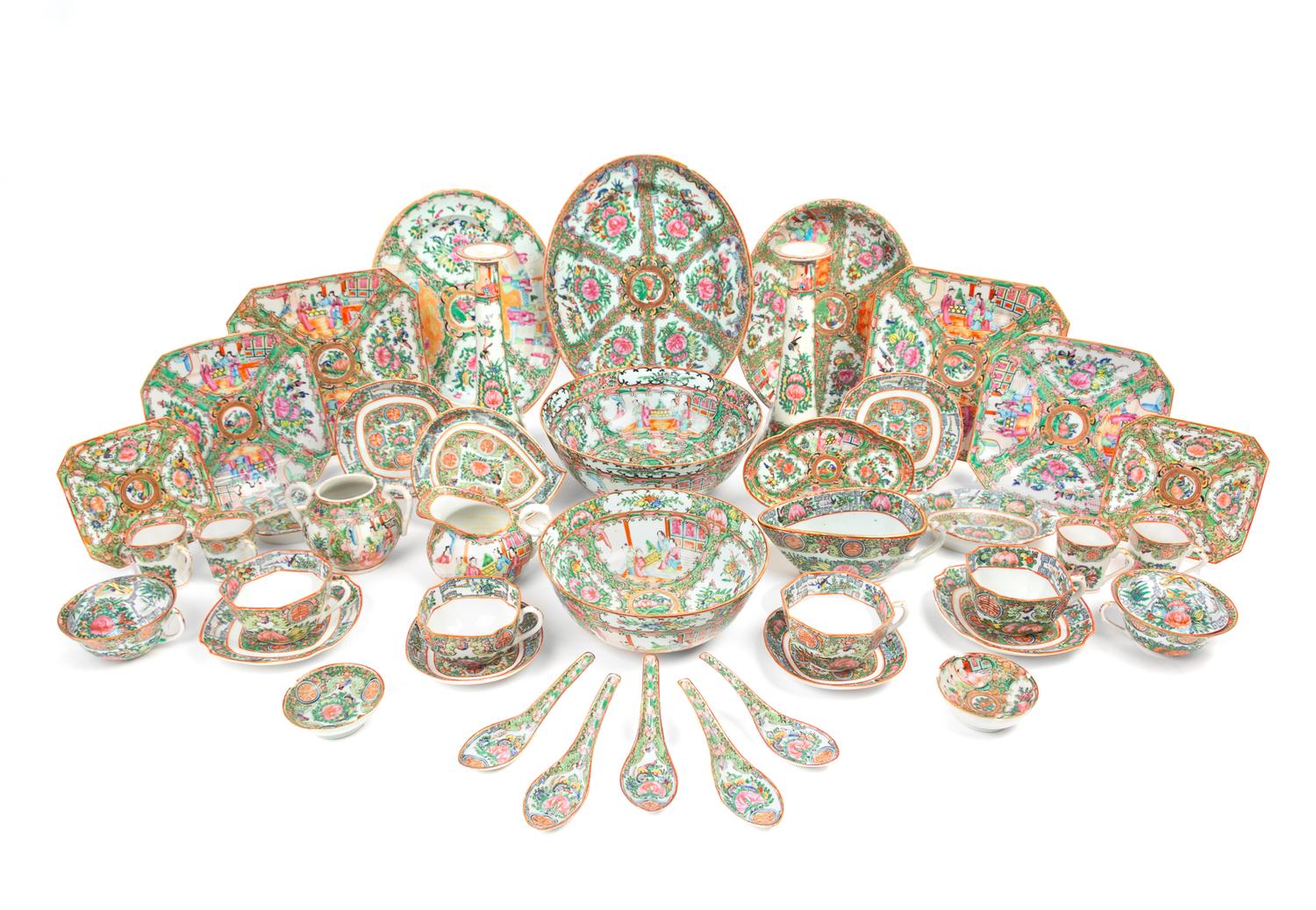 A Collection of One Hundred and Fifty-Four Chinese Export Rose Medallion Porcelain Articles Length of longest 13 inches. — LATE 19TH-20TH CENTURY