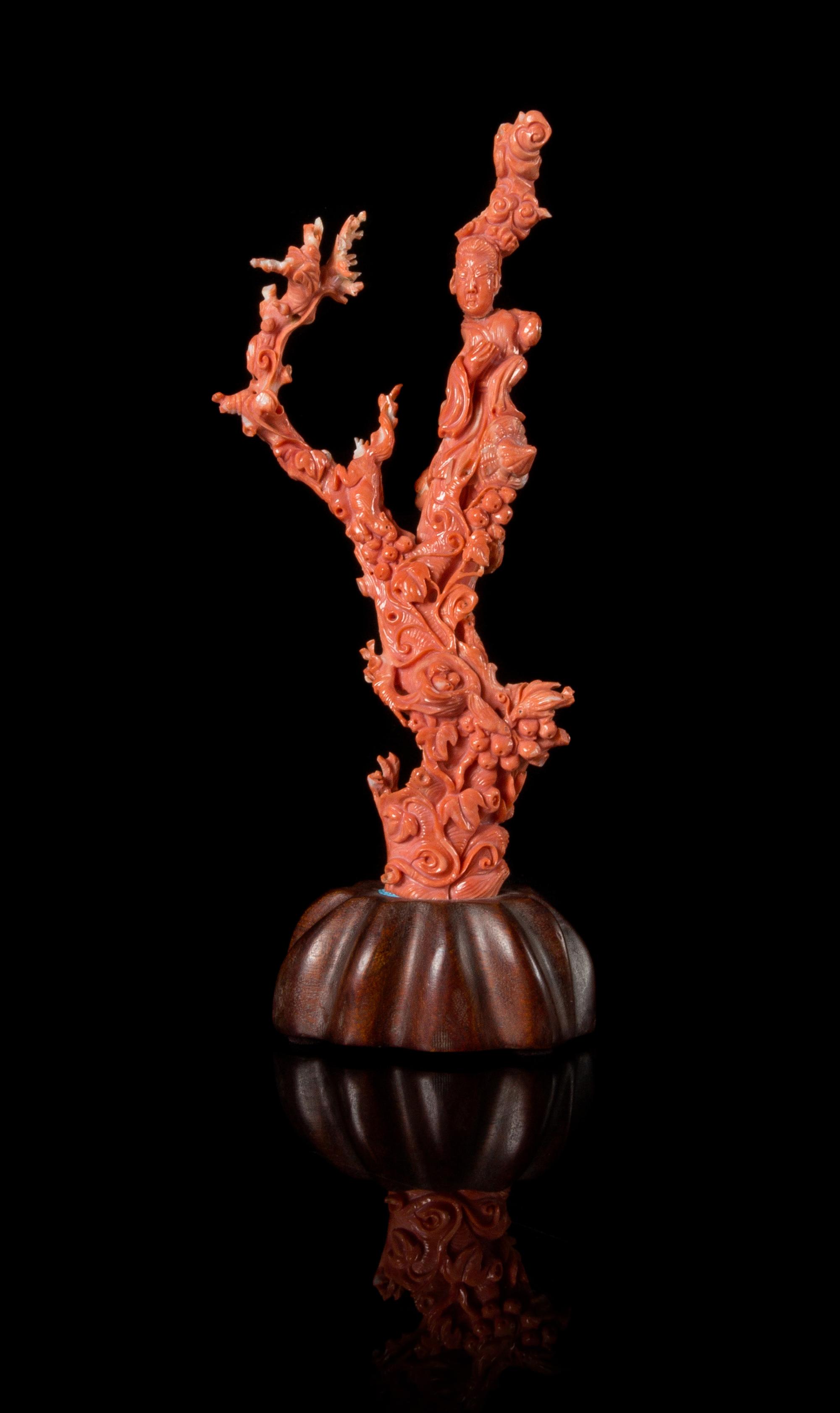 A Red Coral Carving Height overall 9 inches. — LATE 19TH/20TH CENTURY