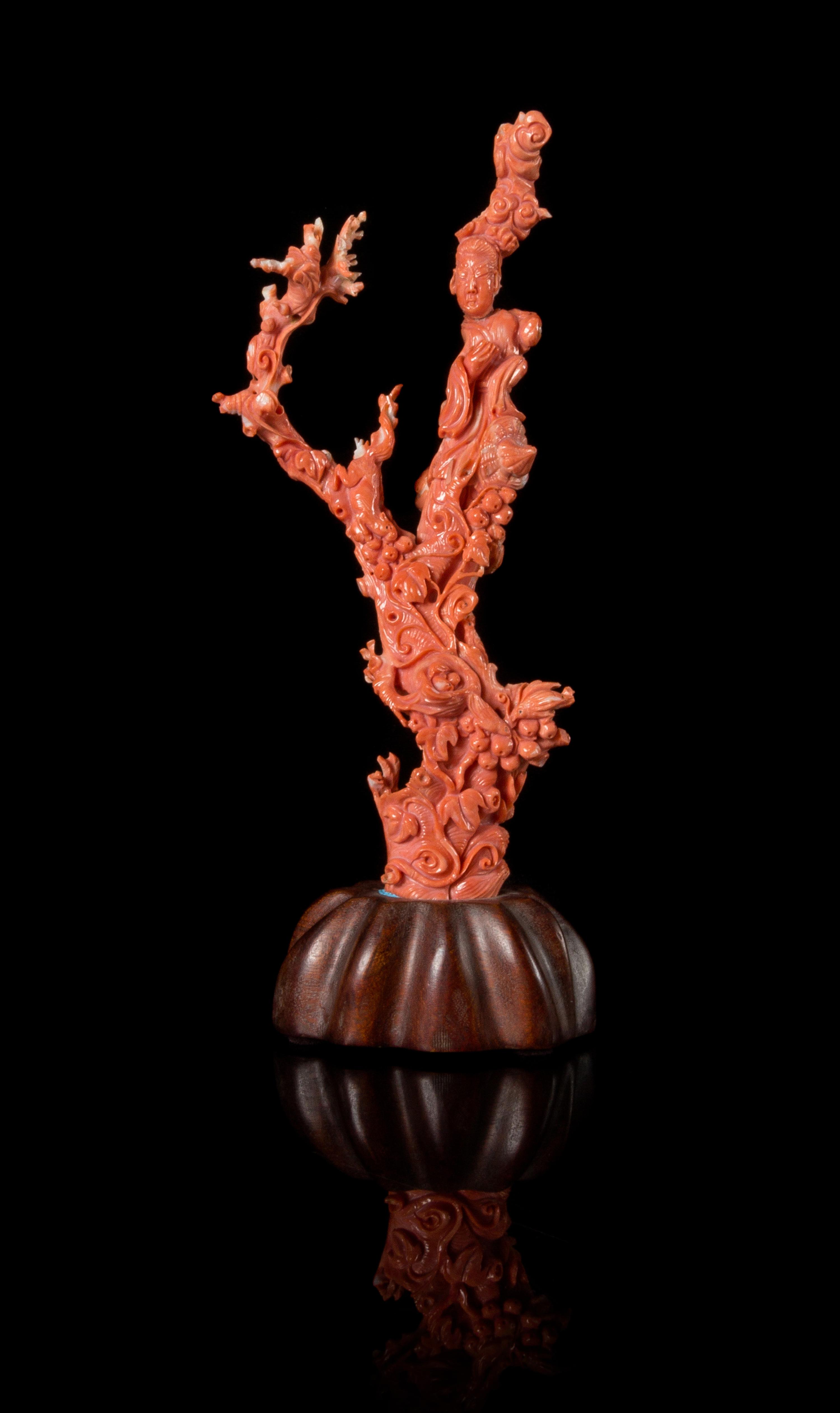 A Red Coral Carving Height overall 9 inches. — LATE 19TH/20TH CENTURY