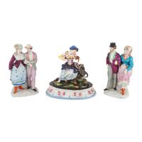 Six Continental Porcelain Figures with Polychrome Enamel Decoration