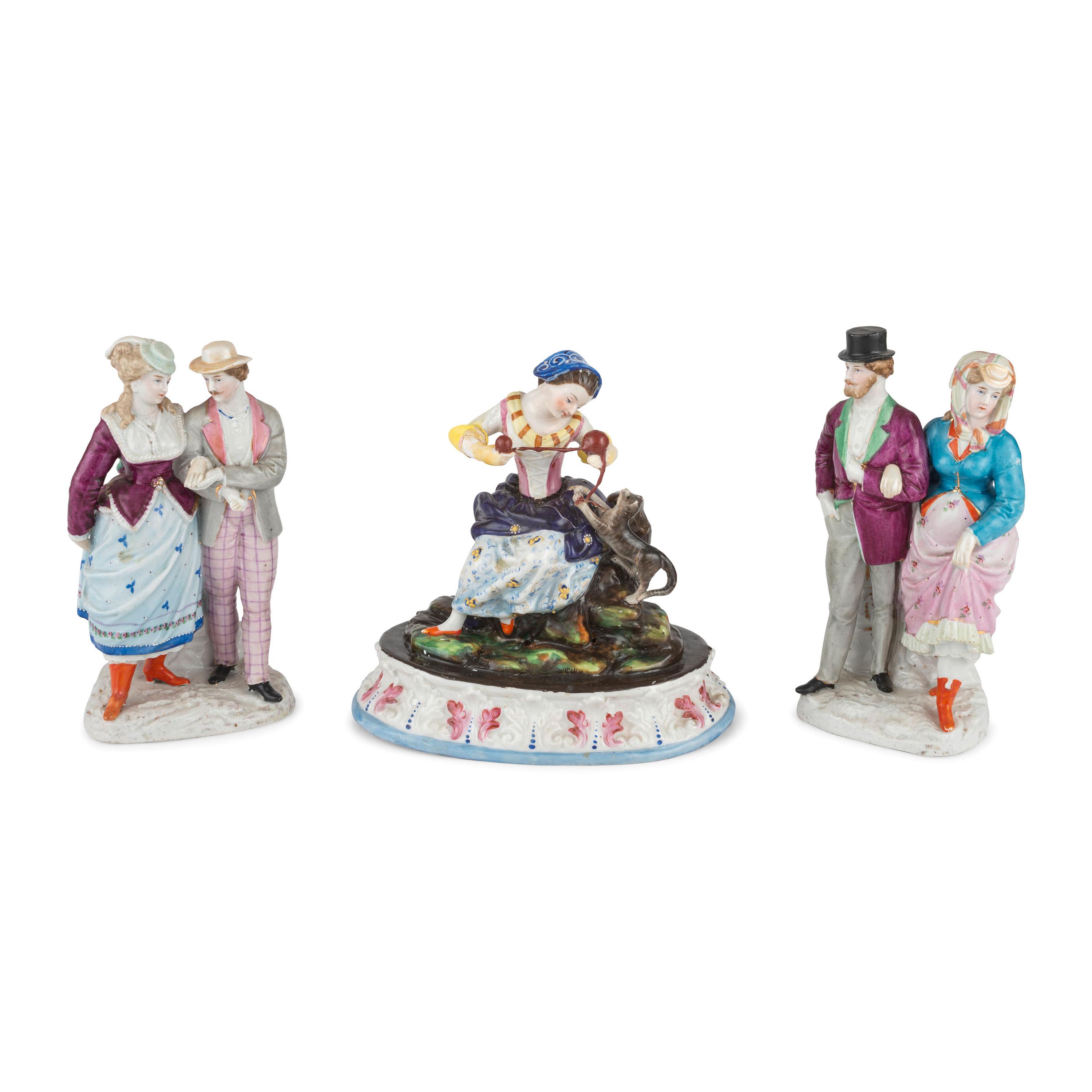 Six Continental Porcelain Figures with Polychrome Enamel Decoration