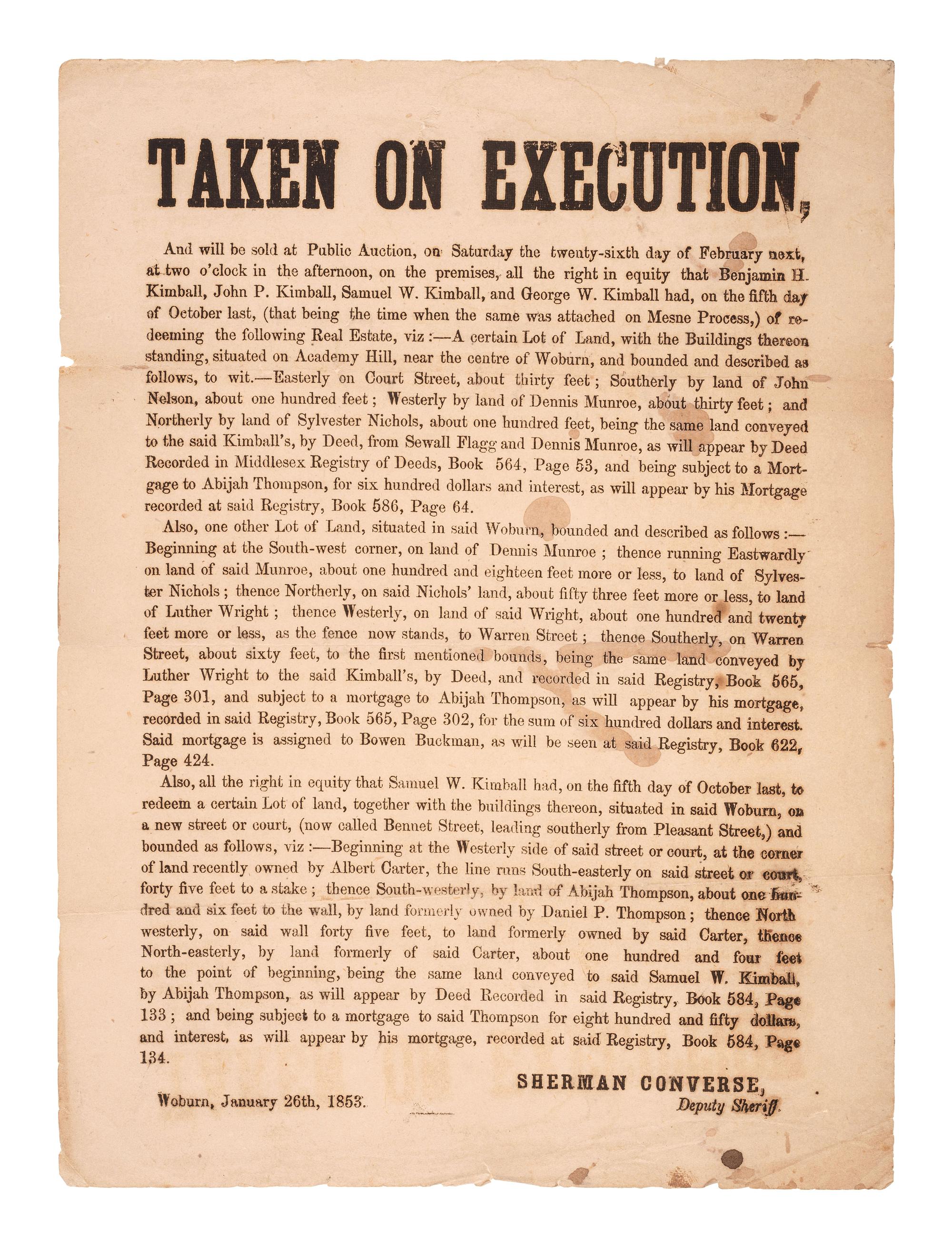[MASSACHUSETTS] -- [DEARBORN, Henry (1751-1829)]. A group of signed documents and other ephemera related to military officer and politician Henry Dearborn, comprising: