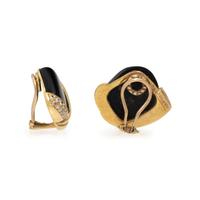 MARLENE STOWE, ONYX, DIAMOND, AND YELLOW GOLD EARRINGS