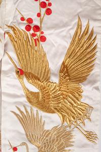 Three Japanese Embroidered Silk Kimono