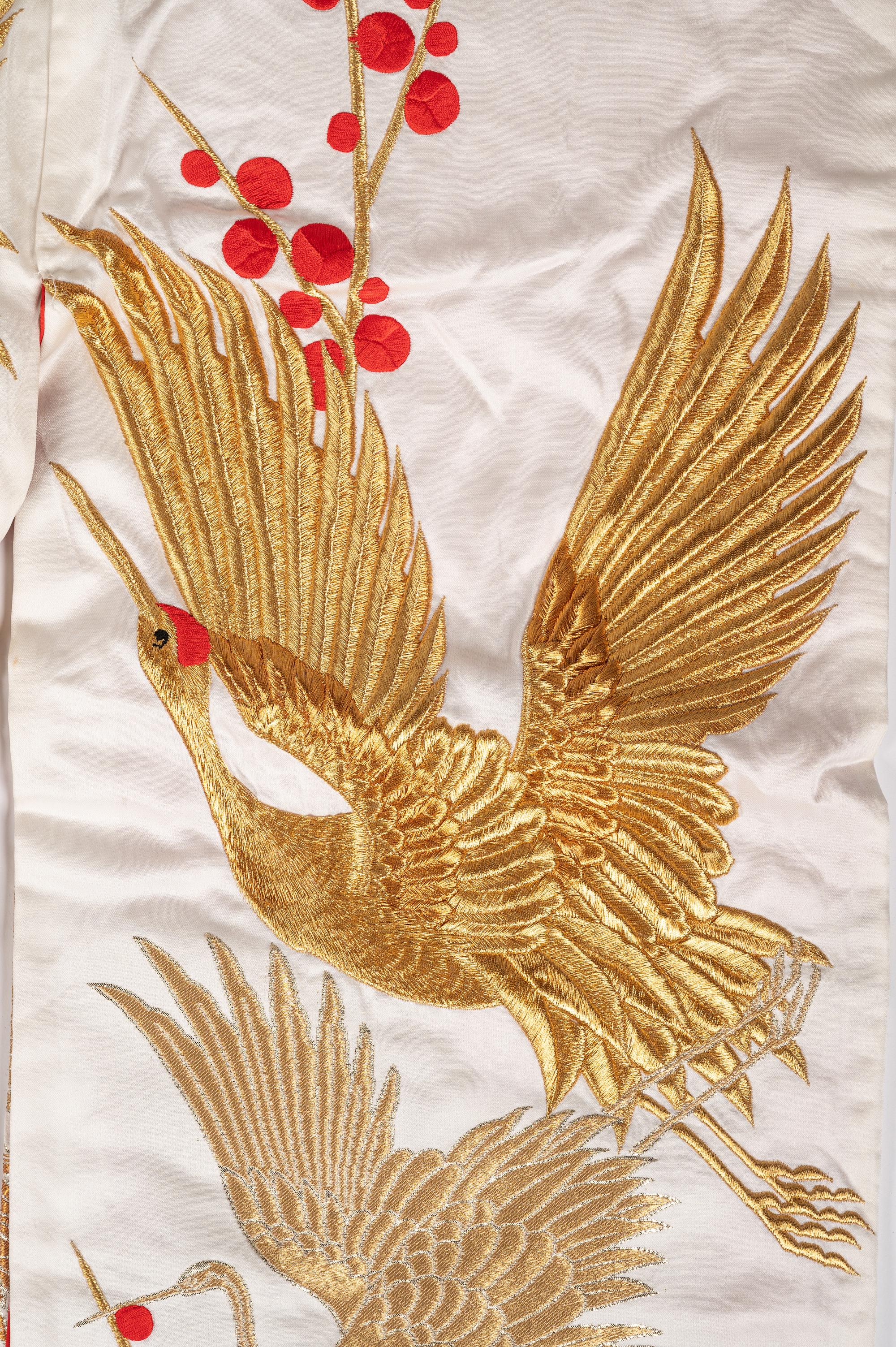 Three Japanese Embroidered Silk Kimono