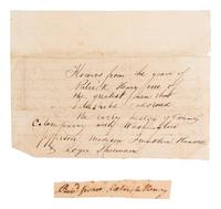 [FILLMORE, Millard (1800-1874) -- AUTOGRAPH ALBUM]. An autograph album, ca 1850s-1870s, assembling more than190 inscriptions, signatures, mounted signatures or letters by various American Presidents, statesmen, missionaries and prominent figures, including: James A. Garfield (inscription: “James A. Garfield / June 1868. Hiram, Ohio”), Millard Fillmore (inscription: “Millard Fillmore / Washington City May 28. 1852”), Daniel Webster (mounted inscription and letter), Henry Clay, William Seward (clipped signature), Jefferson Davis (clipped signature), Patrick Henry (clipped signature laid in loose, with a note containing dried flowers from his grave and related note), Henry Ward Beecher (inscription), Bayard Taylor (letter), Samuel F. B. Morse (inscription), Edwin E. Bliss, Hannibal Hamlin, and numerous others.