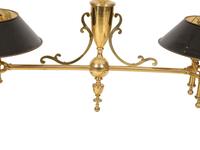 A Brass Billiard Lamp with Tole Shades — 20th Century